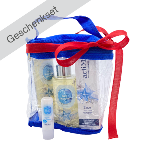actiMare Geschenkset mit Reisetasche - Limited Edition | 4 actiMare Gesichtspflege Produkte